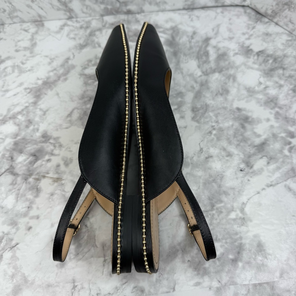 COACH Vae Skimmer Studded Slingback Flats Black  Leather Women’s Sz 10B - Picture 8 of 16